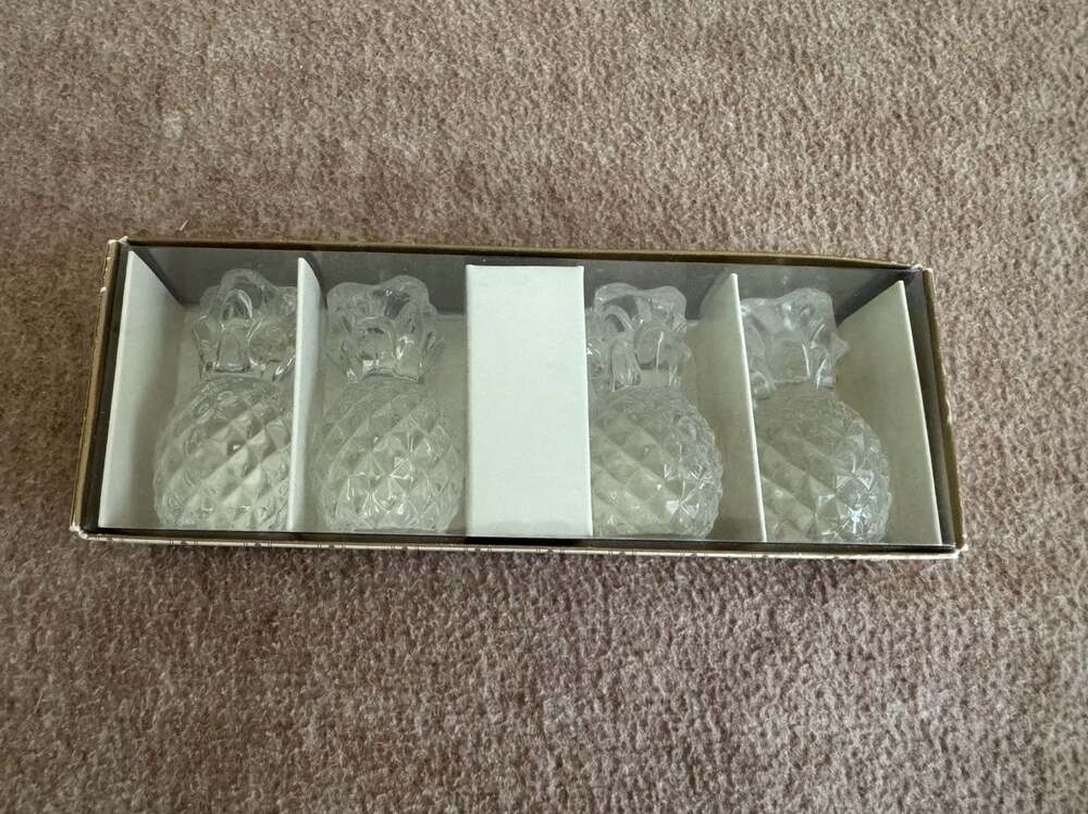 Williams Sonoma Glass Pineapple Tiny Taper Candle Holders Set of 4